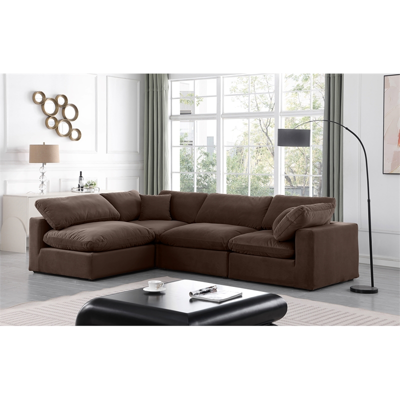 Meridian Furniture Comfy Brown Velvet 4-Pc. Modular Sectional