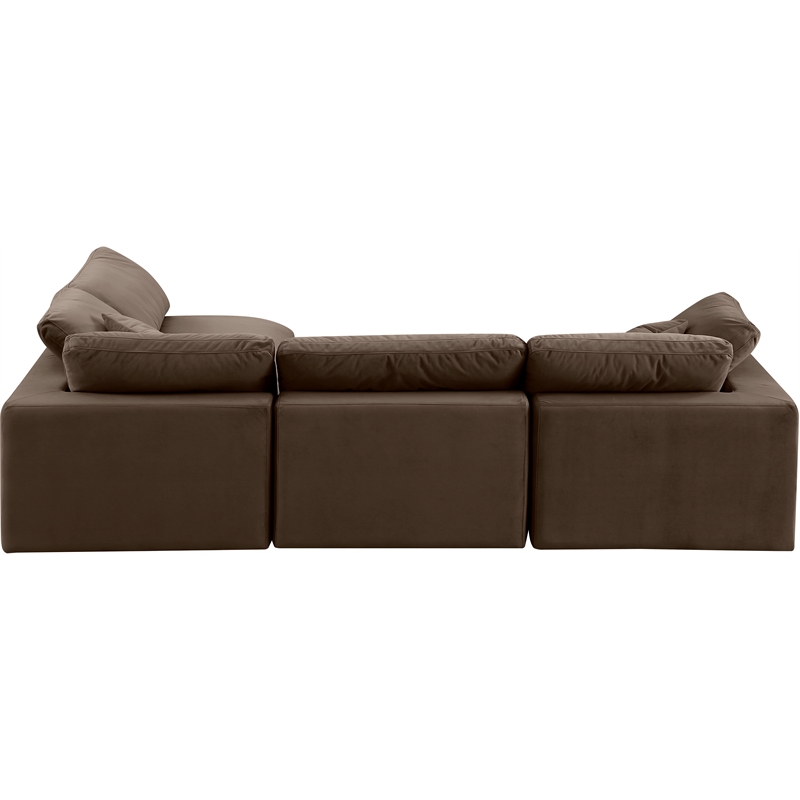 Meridian Furniture Comfy Brown Velvet 4-Pc. Modular Sectional