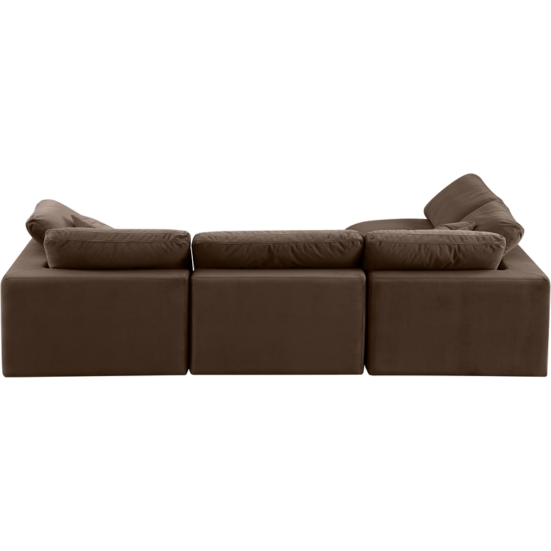 Meridian Furniture Comfy Brown Velvet 4-Pc. Modular Sectional