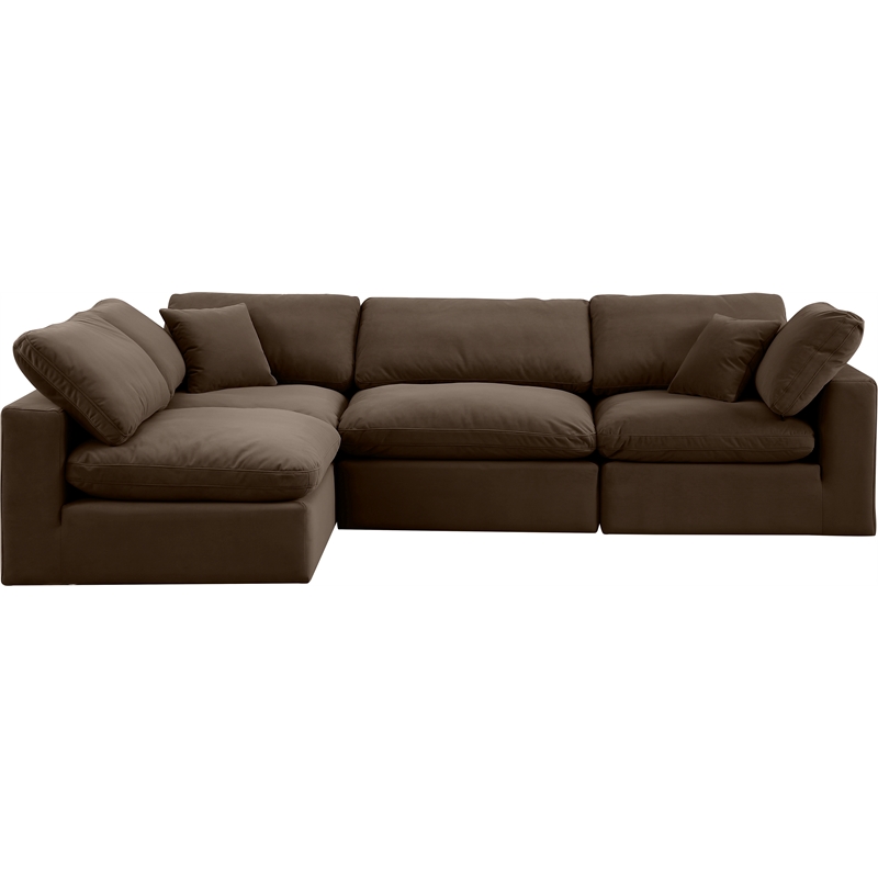 Meridian Furniture Comfy Brown Velvet 4-Pc. Modular Sectional
