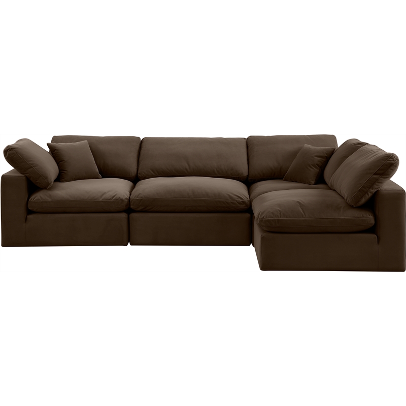 Meridian Furniture Comfy Brown Velvet 4-Pc. Modular Sectional