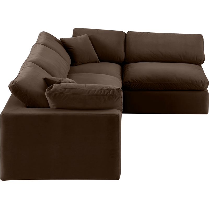 Meridian Furniture Comfy Brown Velvet 4-Pc. Modular Sectional
