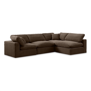 Meridian Furniture Comfy Brown Velvet 4-Pc. Modular Sectional