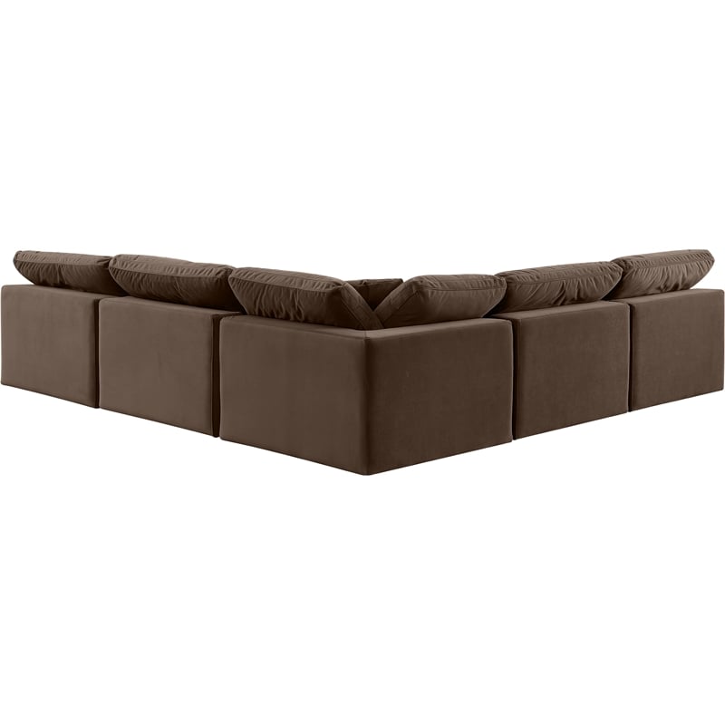 Meridian Furniture Comfy Brown Velvet 5-Pc. Modular Sectional