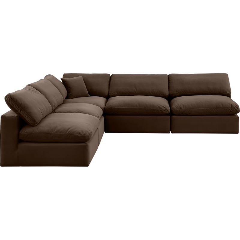 Meridian Furniture Comfy Brown Velvet 5-Pc. Modular Sectional