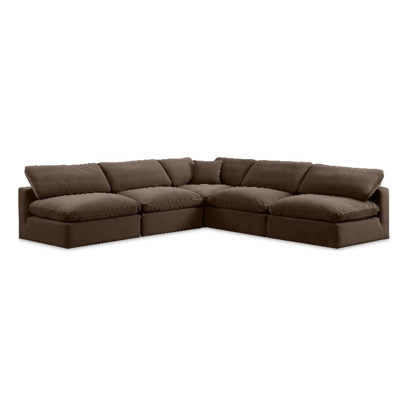 Meridian Furniture Comfy Brown Velvet 5-Pc. Modular Sectional