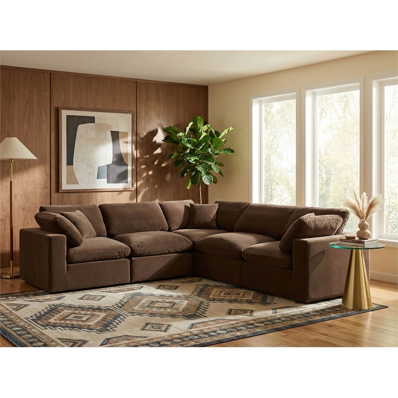 Meridian Furniture Comfy Brown Velvet 5-Pc. Modular Sectional