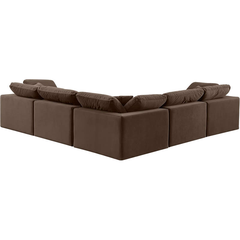 Meridian Furniture Comfy Brown Velvet 5-Pc. Modular Sectional
