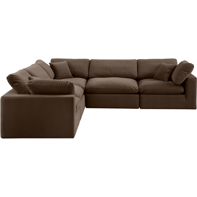 Meridian Furniture Comfy Brown Velvet 5-Pc. Modular Sectional