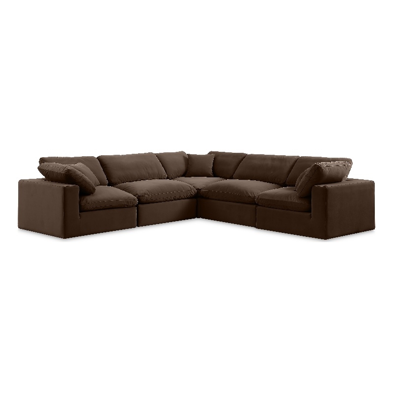 Meridian Furniture Comfy Brown Velvet 5-Pc. Modular Sectional