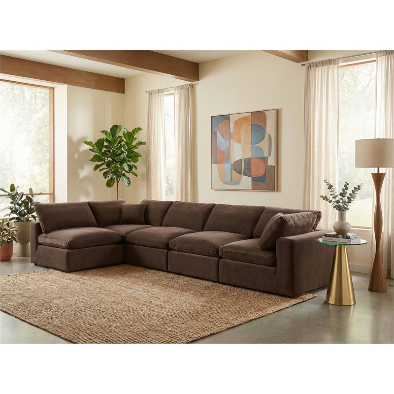 Meridian Furniture Comfy Brown Velvet 5-Pc. Modular Sectional