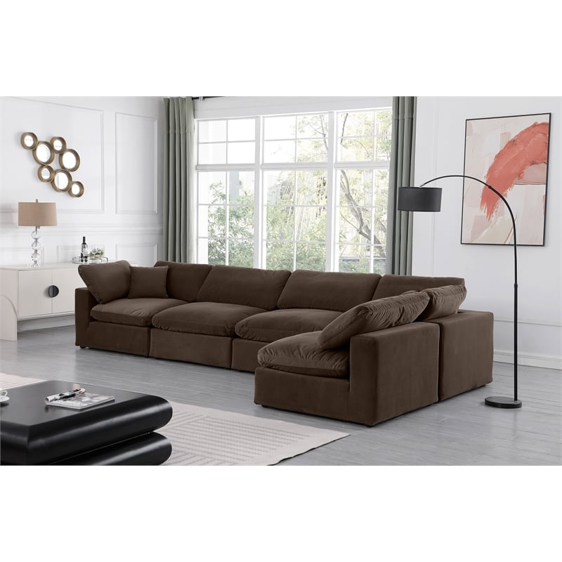 Meridian Furniture Comfy Brown Velvet 5-Pc. Modular Sectional