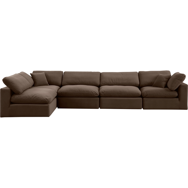 Meridian Furniture Comfy Brown Velvet 5-Pc. Modular Sectional