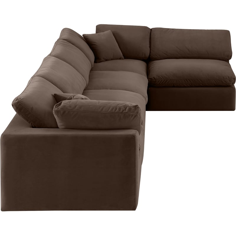 Meridian Furniture Comfy Brown Velvet 5-Pc. Modular Sectional
