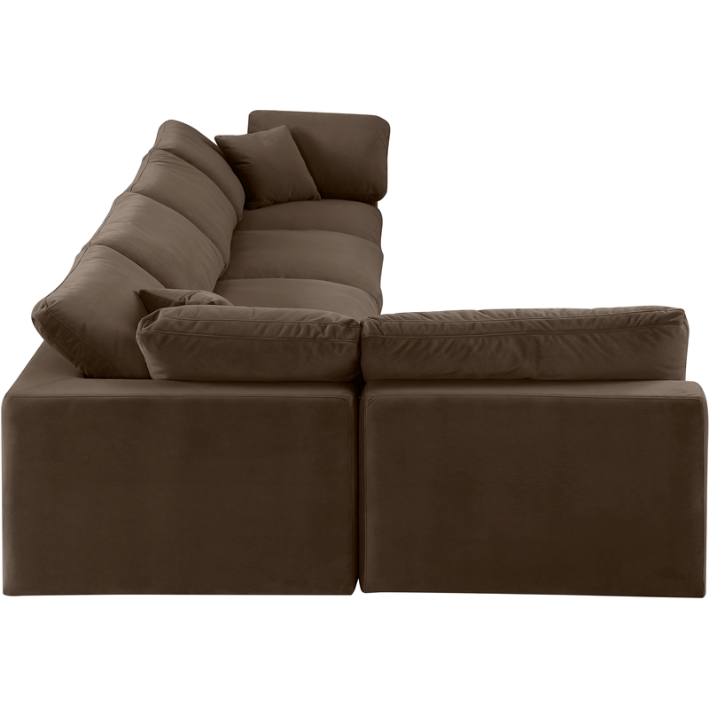 Meridian Furniture Comfy Brown Velvet 5-Pc. Modular Sectional