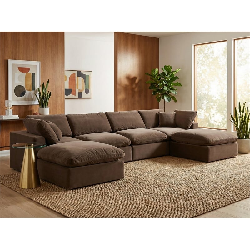 Meridian Furniture Comfy Brown Velvet 6-Pc. Modular Sectional