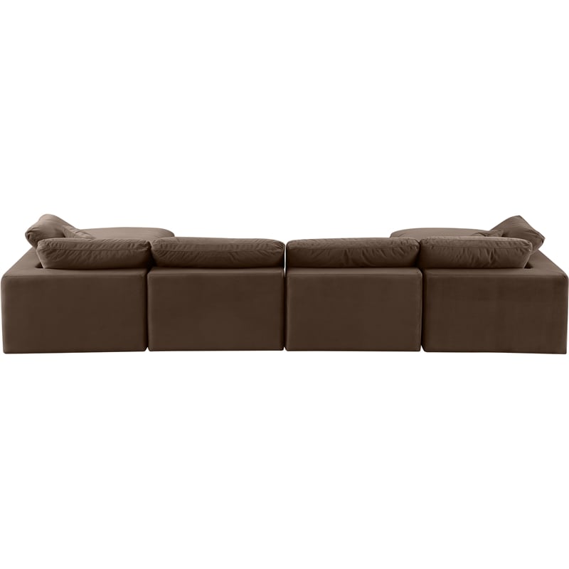 Meridian Furniture Comfy Brown Velvet 6-Pc. Modular Sectional