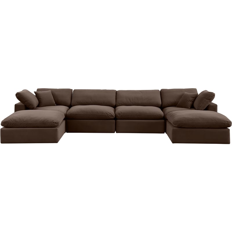 Meridian Furniture Comfy Brown Velvet 6-Pc. Modular Sectional