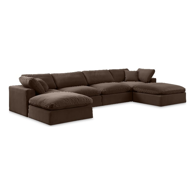 Meridian Furniture Comfy Brown Velvet 6-Pc. Modular Sectional