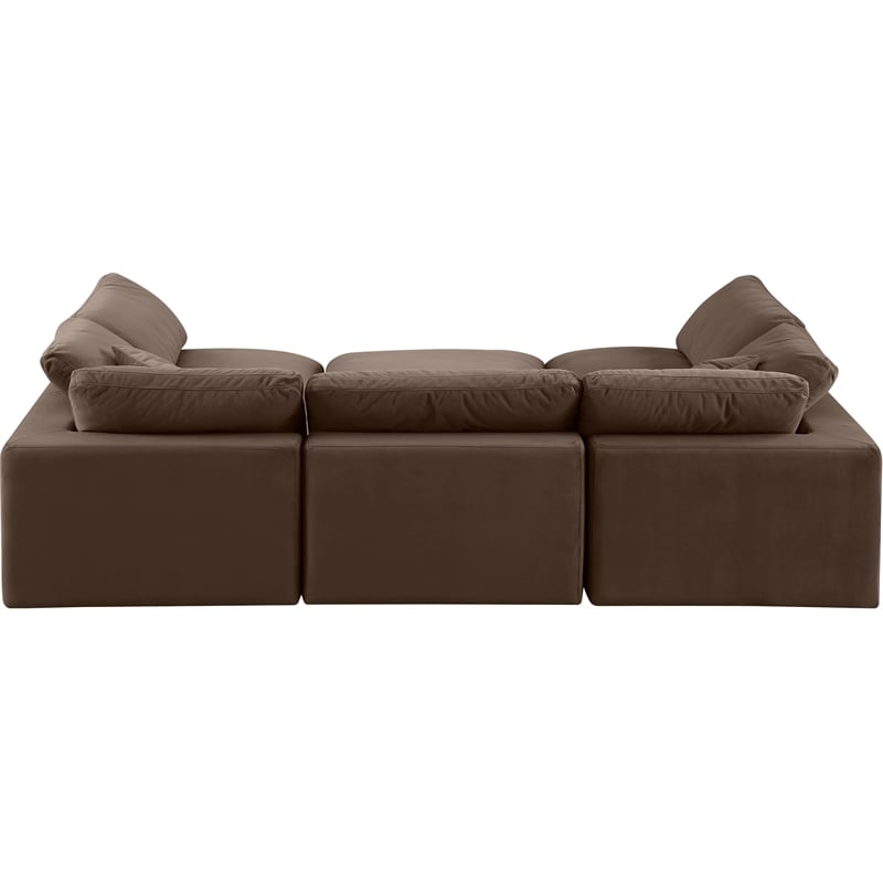 Meridian Furniture Comfy Brown Velvet 6-Pc. Modular Sectional