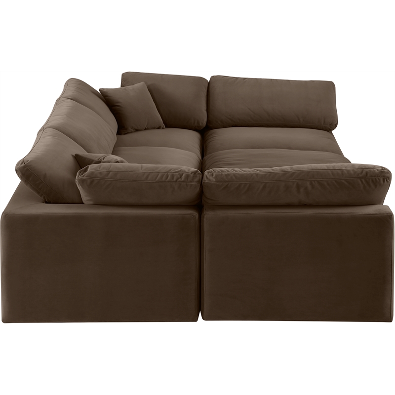 Meridian Furniture Comfy Brown Velvet 6-Pc. Modular Sectional
