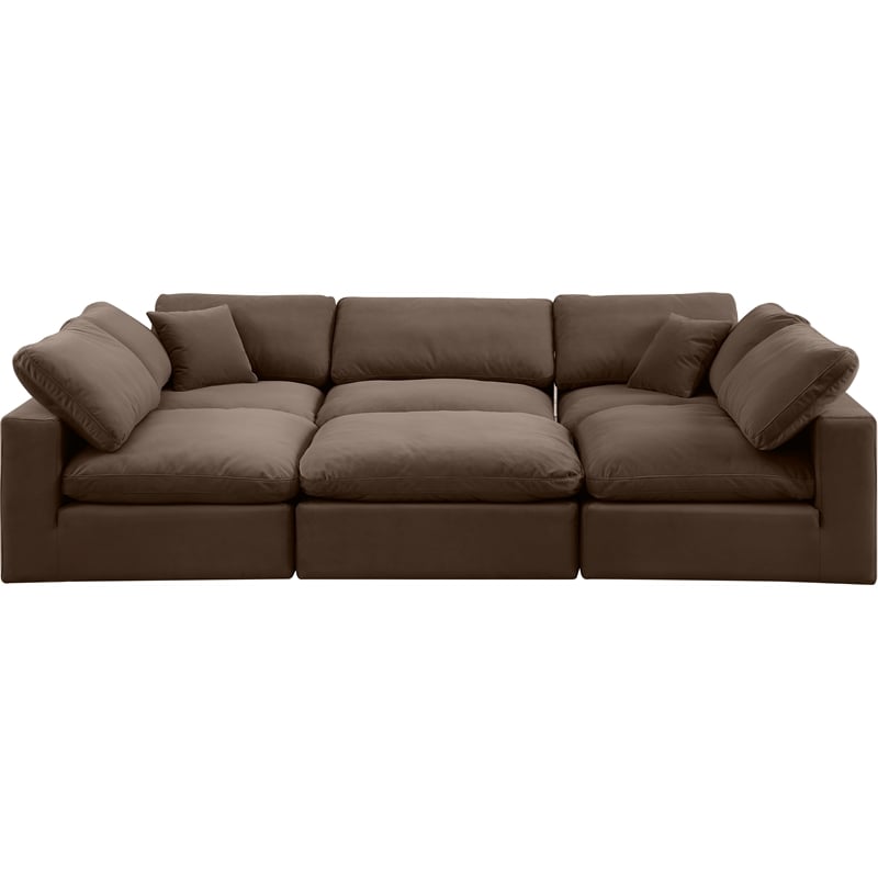 Meridian Furniture Comfy Brown Velvet 6-Pc. Modular Sectional