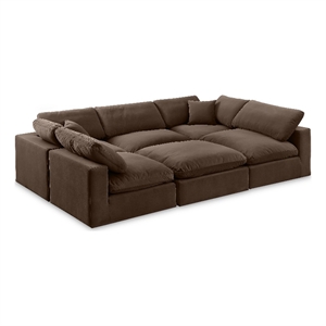Meridian Furniture Comfy Brown Velvet 6-Pc. Modular Sectional