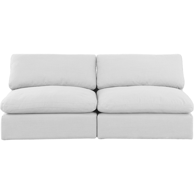 Meridian Furniture Comfy White Linen Textured Fabric 2-Pc. Modular Sofa