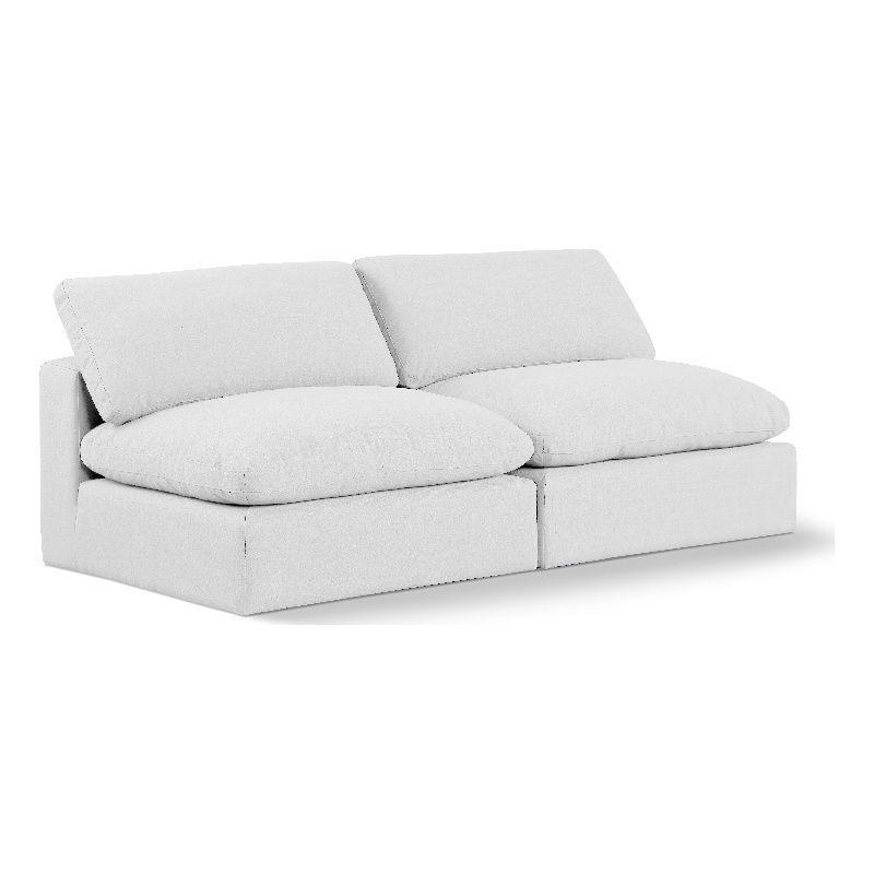 Meridian Furniture Comfy White Linen Textured Fabric 2-Pc. Modular Sofa