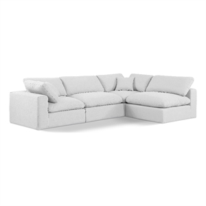 Meridian Furniture Comfy White Linen Textured Fabric 4-Pc. Modular Sectional