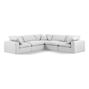 Meridian Furniture Comfy White Linen Textured Fabric 5-Pc. Modular Sectional
