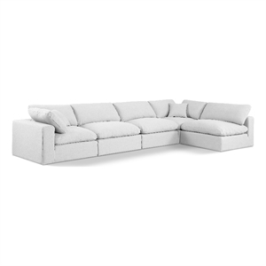 Meridian Furniture Comfy White Linen Textured Fabric 5-Pc. Modular Sectional
