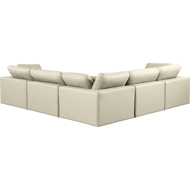 Meridian Furniture Comfy Cream Vegan Leather 5-Pc. Modular Sectional