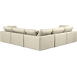 Meridian Furniture Comfy Cream Vegan Leather 5-Pc. Modular Sectional
