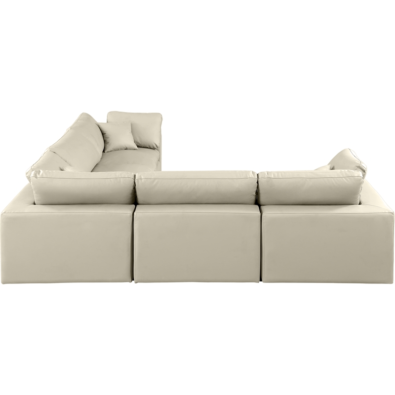 Meridian Furniture Comfy Cream Vegan Leather 5-Pc. Modular Sectional