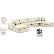 Meridian Furniture Comfy Cream Vegan Leather 6-Pc. Modular Sectional
