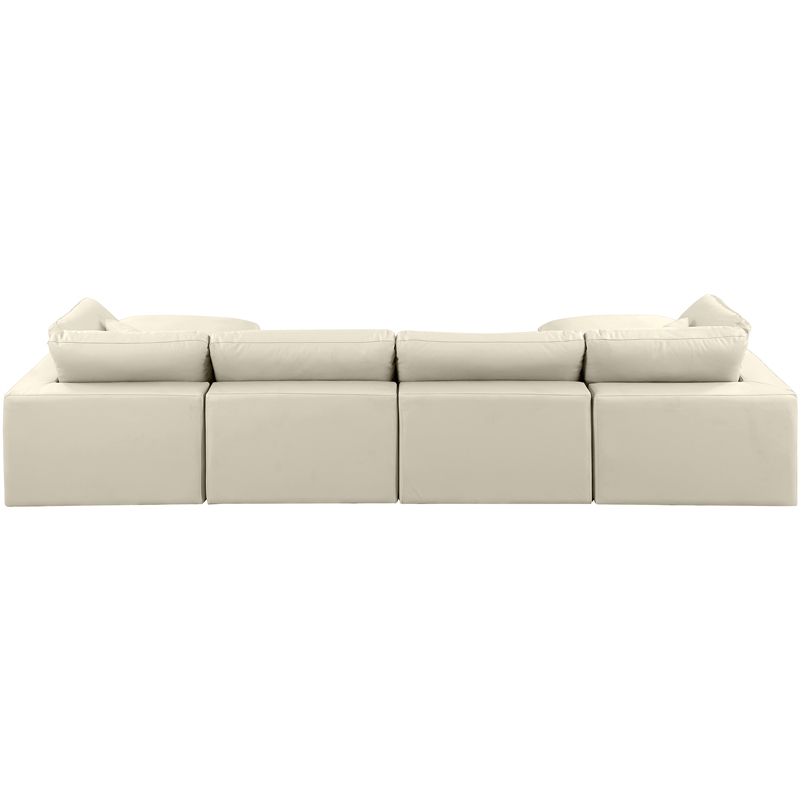 Meridian Furniture Comfy Cream Vegan Leather 6-Pc. Modular Sectional