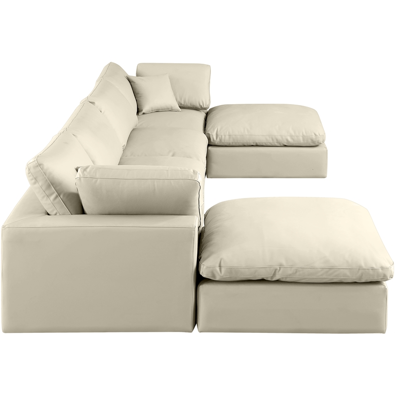 Meridian Furniture Comfy Cream Vegan Leather 6-Pc. Modular Sectional