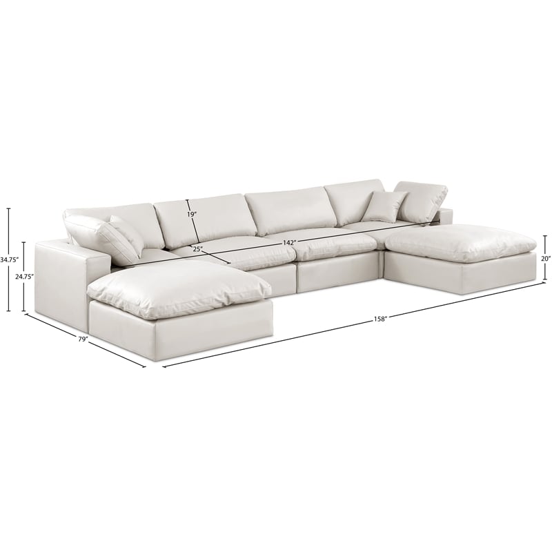 Meridian Furniture Comfy Cream Vegan Leather 6-Pc. Modular Sectional
