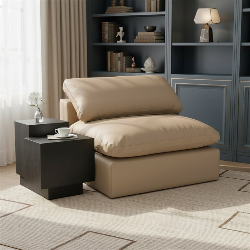 Meridian Furniture Comfy Tan Vegan Leather Armless Chair