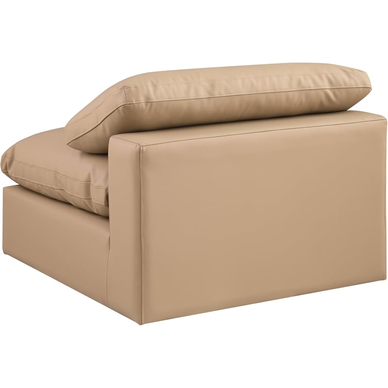 Meridian Furniture Comfy Tan Vegan Leather Armless Chair