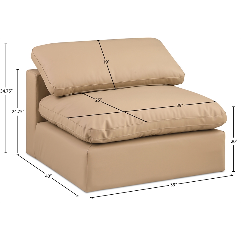 Meridian Furniture Comfy Tan Vegan Leather Armless Chair