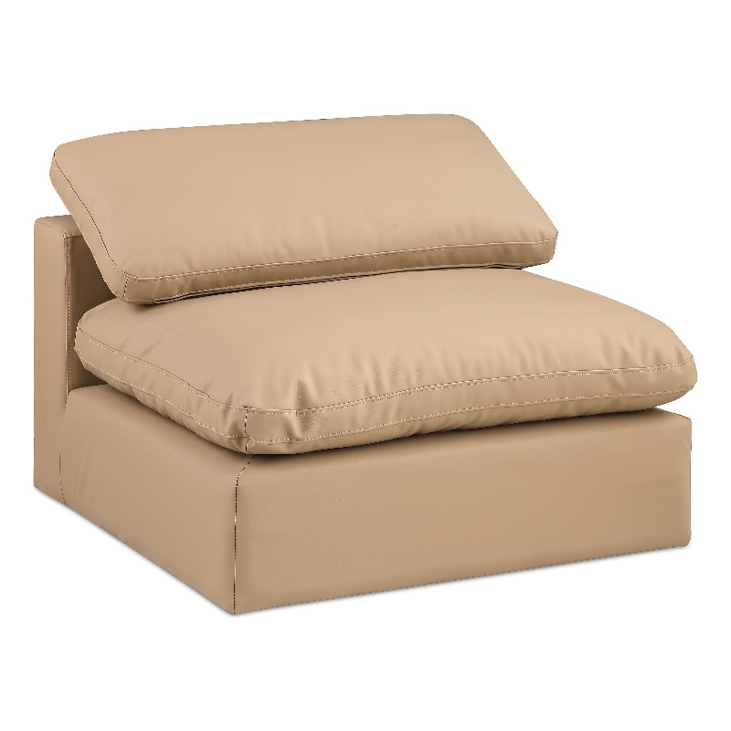 Meridian Furniture Comfy Tan Vegan Leather Armless Chair