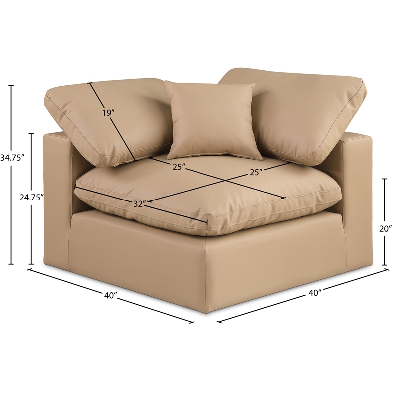 Meridian Furniture Comfy Tan Vegan Leather Corner Chair