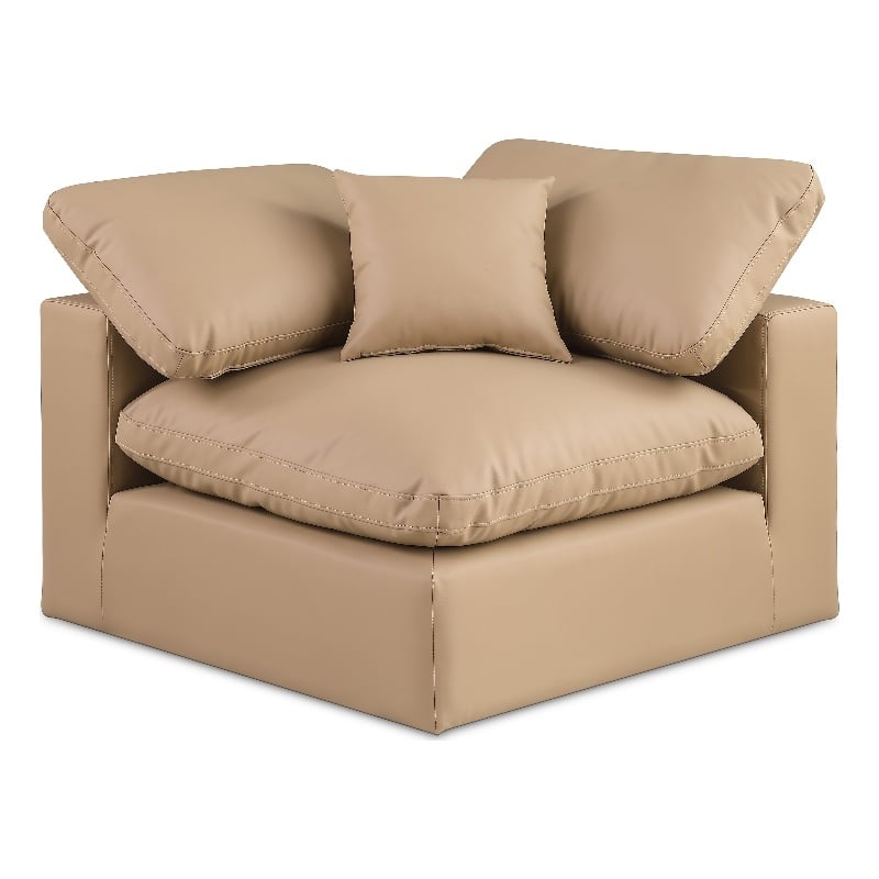 Meridian Furniture Comfy Tan Vegan Leather Corner Chair