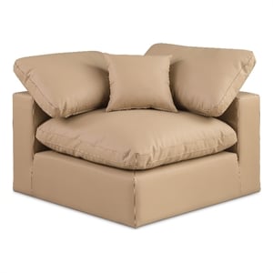 Meridian Furniture Comfy Tan Vegan Leather Corner Chair