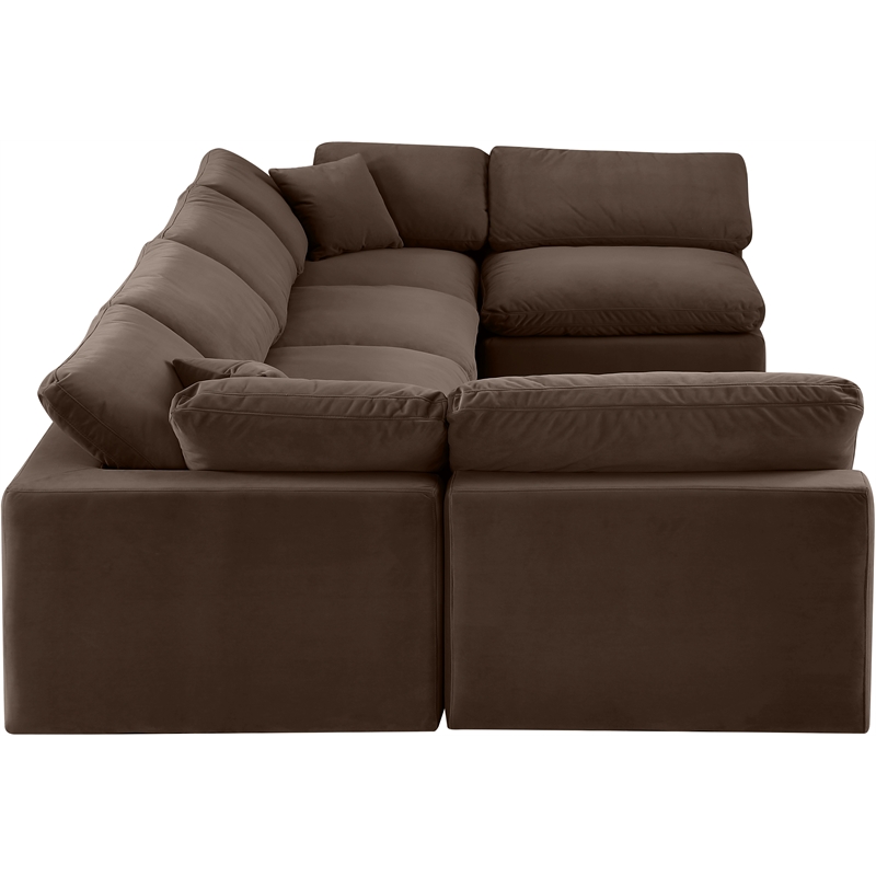 Meridian Furniture Comfy Brown Velvet 6-Pc. Modular Sectional