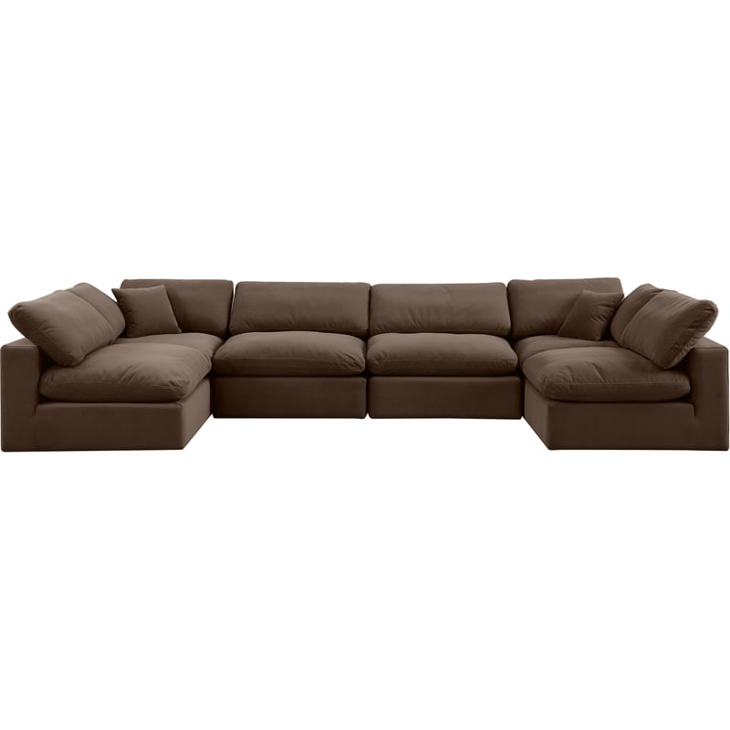 Meridian Furniture Comfy Brown Velvet 6-Pc. Modular Sectional