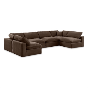Meridian Furniture Comfy Brown Velvet 6-Pc. Modular Sectional
