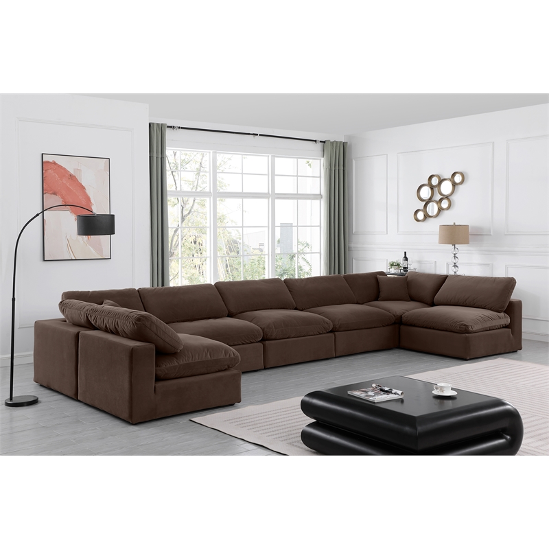 Meridian Furniture Comfy Brown Velvet 7-Pc. Modular Sectional